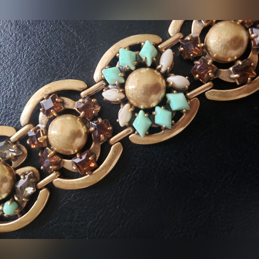 Stella & Dots Gold and Mint Statement Bracelet - Picture 2 of 6
